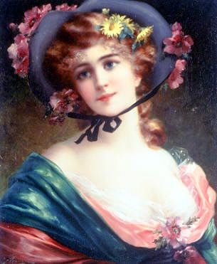 Photo of "A BEAUTY IN A FLOWERED BONNET" by EMILE VERNON