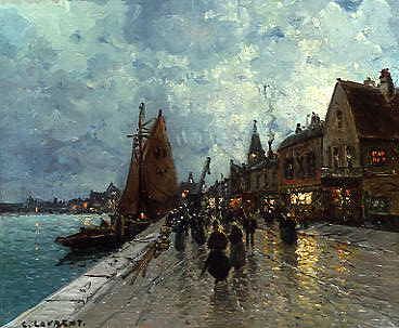 Photo of "THE PORT AT DUSK" by ERNEST JOSEPH LAURENT