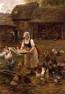 Photo of "FEEDING THE HENS" by MARIE FIRMIN- GIRARD