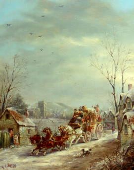 Photo of "THE EXETER COACH IN THE SNOW" by JOHN CHARLES MAGGS