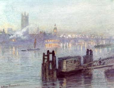 Photo of "WESTMINSTER FROM THE THAMES, LONDON, ENGLAND" by JOSEPH ARTHUR PALLISER SEVERN