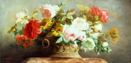 Photo of "A BASKET OF PRETTY FLOWERS" by JEAN-MARIE REGNIER