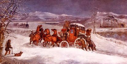Photo of "THE CARLISLE TO LONDON COACH IN SNOW - TRAINS PASSING" by HENRY ALKEN