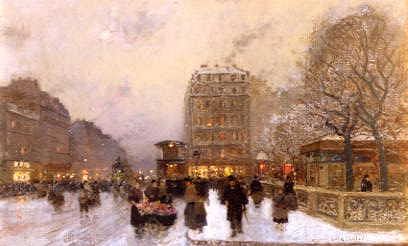 Photo of "A PARIS STREET SCENE IN WINTER" by LUIGI LOIR