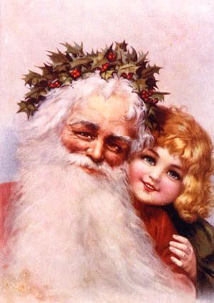 Photo of "HOLLY CROWNED FATHER CHRISTMAS AND CHILD" by  ANONYMOUS