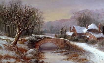 Photo of "BRIDGE COTTAGE, WINTER." by WILLIAM STONE