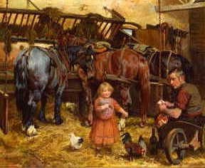 Photo of "FEEDING THE CHICKENS" by ARTHUR JOHN ELSLEY