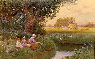 Photo of "A DAY BY THE LEAME, WARWICKSHIRE" by ROBERT HOLLAND WALKER