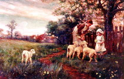 Photo of "FEEDING THE LAMBS." by FRANK CRAIG