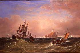Photo of "SHIPPING OFF THE LONGSHIPS LIGHTHOUSE." by JOHN WILSON CARMICHAEL