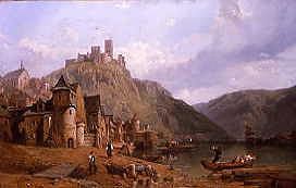 Photo of "A VIEW ON THE RIVER RHINE, GERMANY" by GEORGE CLARKSON STANFIELD