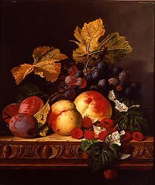 Photo of "STILL LIFE PEACHES, PLUMS, RASPBERRIES & GRAPES" by EDWARD LADELL