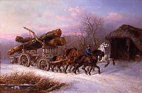 Photo of "HAULING TIMBER IN WINTER" by ALEXIS DE (ACTIVE 1848-1 LEEUW