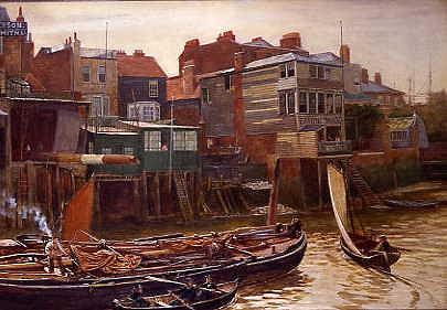 Photo of "COLD HARBOUR, BLACKWALL LONDON, ENGLAND, 1896" by CHARLES NAPIER HEMY