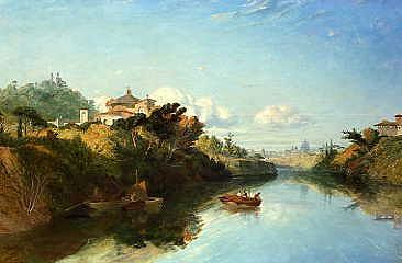 Photo of "VIEW OF THE TIBER WITH CHURCH OF ST. ANDREA, ROME, ITALY" by WILLIAM LINTON