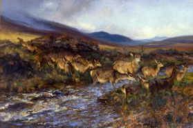 Photo of "DEER CROSSING A BURN" by HENRY WILLIAM BANKS DAVIS