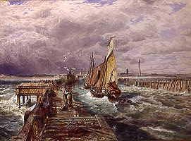Photo of "DUNKIRK, BOATS ENTERING THE HARBOUR, 1862" by SAMUEL BOUGH