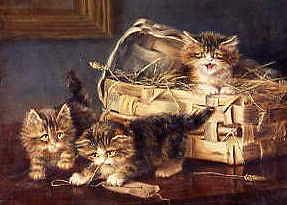 Photo of "KITTENS WITH A BASKET OF HAY" by AGNES AUGUSTA TALBOYS