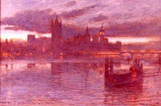 Photo of "WESTMINSTER FROM LAMBETH BRIDGE" by ALBERT GOODWIN