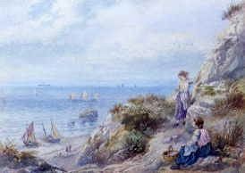 Photo of "DESCENDING THE CLIFFS EAST OF VENTNOR." by MYLES BIRKET FOSTER
