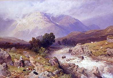 Photo of "A HIGHLAND SCENE NEAR DALMALLY, ARGYLL." by MYLES BIRKET FOSTER