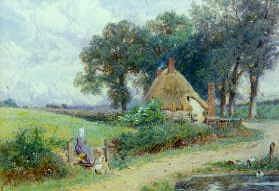 Photo of "A VILLAGE NEAR WHITELY, SURREY." by MYLES BIRKET FOSTER