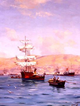 Photo of "THE END OF THE VOYAGE, VALPARAISO BAY, CHILE, 1907" by THOMAS SOMERSCALES