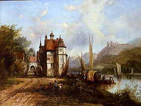 Photo of "A CASTLE ON THE RIVER RHINE, GERMANY" by FREDERICK WILLIAM WATTS