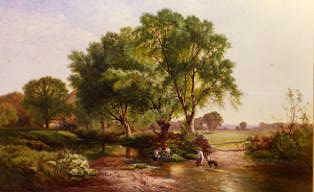 Photo of "PADDLING BY A MILL" by HENRY JOHN BODDINGTON