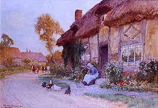 Photo of "SITTING OUTSIDE THE COTTAGE" by ARTHUR CLAUDE STRACHAN
