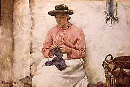 Photo of "KNITTING, 1884." by WALTER LANGLEY