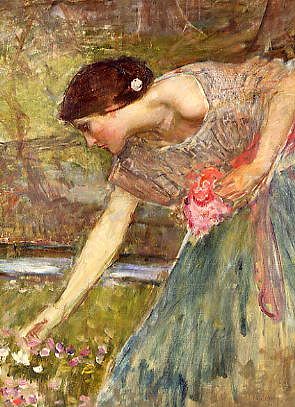 Photo of "GATHERING ROSES (SKETCH)" by JOHN WILLIAM WATERHOUSE