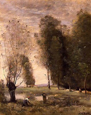 Photo of "PRAIRIES AU BORD DE L'EAU." by JEAN BAPTISTE CAMILLE COROT