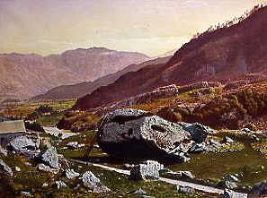 Photo of "BOULDERSTONE, BORROWDALE, C. 1864/5." by JOHN ATKINSON GRIMSHAW