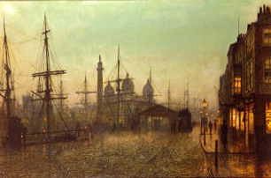 Photo of "HULL DOCKS BY NIGHT, C.1880/5 (ENGLAND)" by JOHN ATKINSON GRIMSHAW