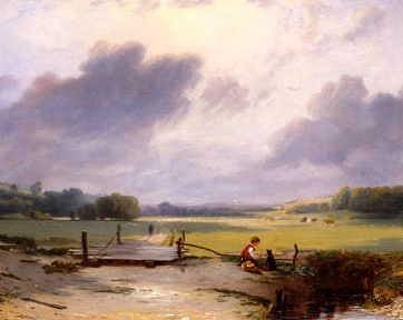 Photo of "ANGLING IN A POND,1826" by FREDERICK RICHARD LEE