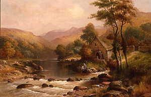 Photo of "AN OLD MILL NEAR ABERGLASYN,N.WALES,1913" by WILLIAM HENRY MANDER