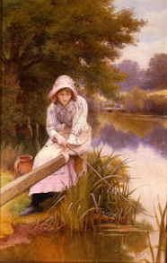 Photo of "A YOUNG GIRL FISHING,1898" by CHARLES EDWARD WILSON