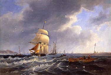 Photo of "FISHING BOATS IN A STORM,1841" by JOHN WILSON CARMICHAEL