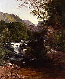Photo of "TWO ANGLERS BY A WATERFALL,1861" by HENRY JOHN BODDINGTON