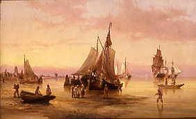 Photo of "UNLOADING FISHING VESSELS IN A CALM,1884" by HENRY REDMORE