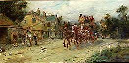 Photo of "A STAGECOACH PASSING A SMITHY" by GEORGE WRIGHT