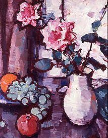 Photo of "STILL LIFE OF ROSES AND FRUIT" by SAMUEL JOHN PEPLOE