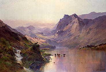 Photo of "AUTUMN EVENING NEAR GLENCOE." by ALFRED DE BREANSKI