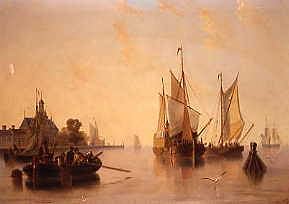 Photo of "DUTCH FISHING VESSELS OFF A JETTY, 1856" by JOHN WILSON CARMICHAEL